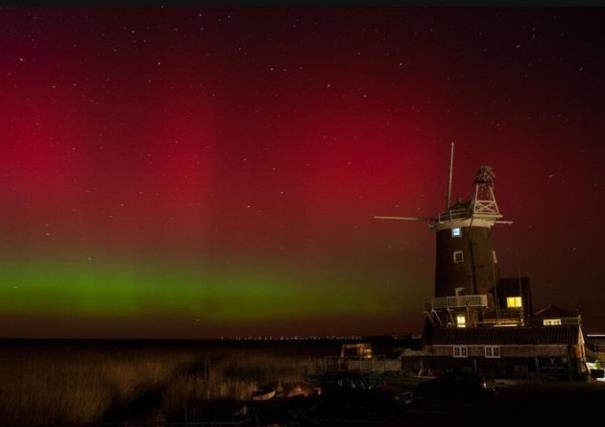 Northern Lights at Cley Windmill