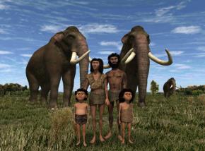 Depiction of Hominis and Mammoths from the Deep History Coast App