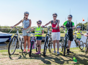 Family cycling in the Broads National Park