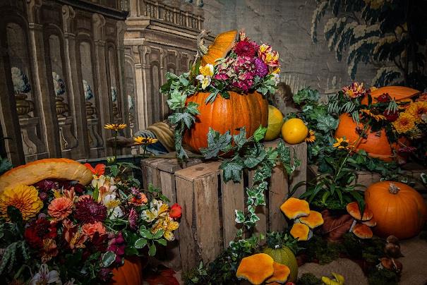 Halloween pumpkin display at Holkham Hall