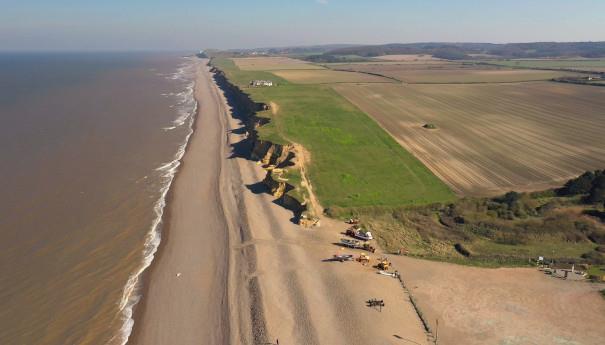 Aerial view of Weybourne beach and coastline