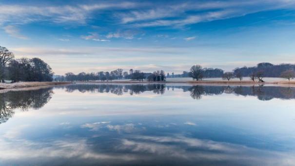 A view of Blickling Lake in the winter