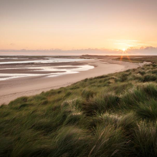 View of Brancaster Beach at sunset