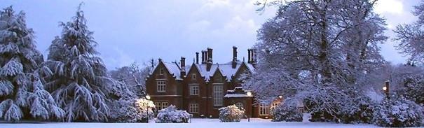 Snow covered exterior of Holt Hall