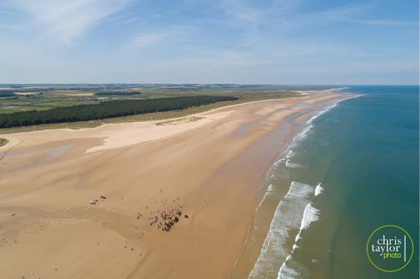 Aerial view of the Household Cavalry Mounted Regiment at Holkham Beach