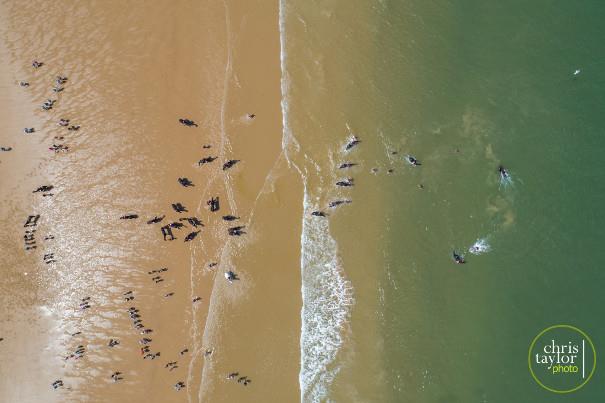Aerial view of the Household Cavalry Mounted Regiment at Holkham Beach