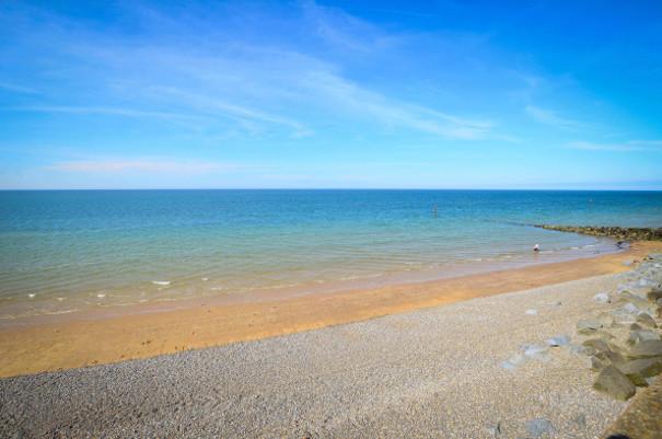 View of the beach and sea at Sheringham