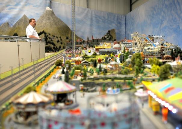 Miniature town on display at Wroxham Miniature Worlds
